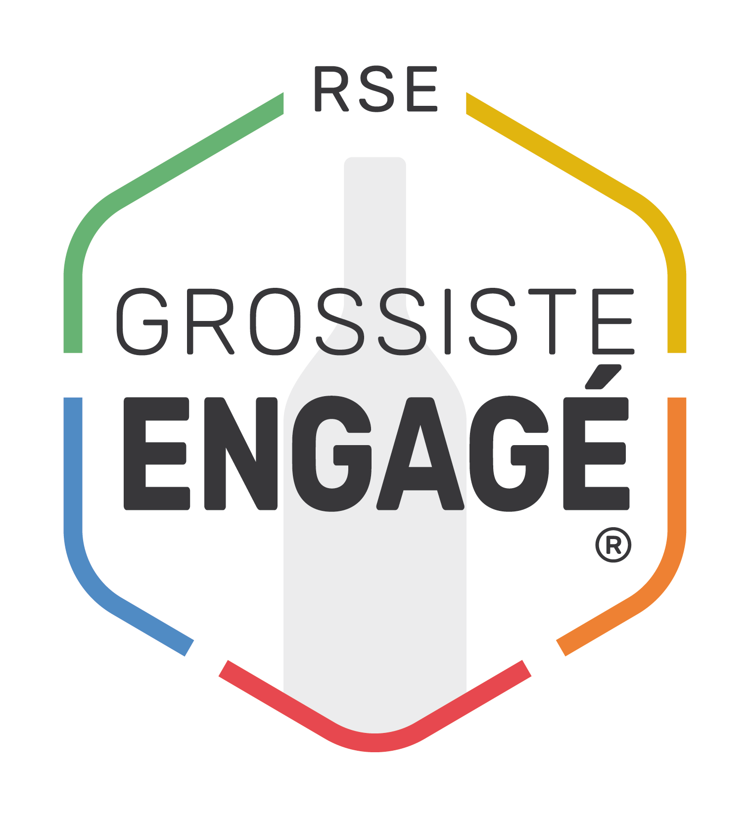 LOGO LABEL GROSSISTE ENGAGE BLANC PNG Label RSE Grossiste en boissons Engagé